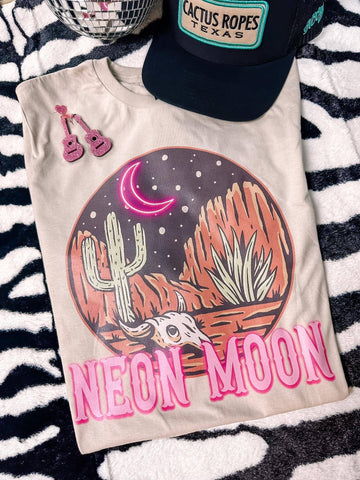 Neon Moon Western Graphic Tee: Black Leopard / Medium