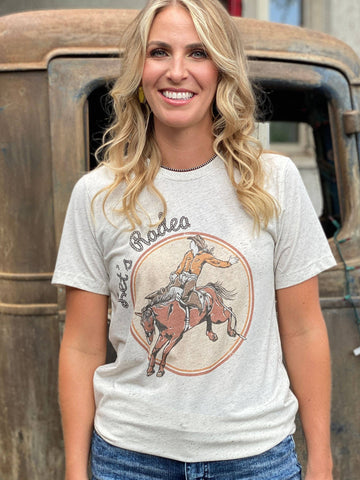 2580 Bucking Bronc Let's Rodeo Tee: Medium