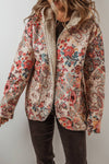 LDC Vintage Paisley Floral Sherpa Lined Hooded Jacket: Beige / L