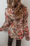 LDC Vintage Paisley Floral Sherpa Lined Hooded Jacket: Beige / L